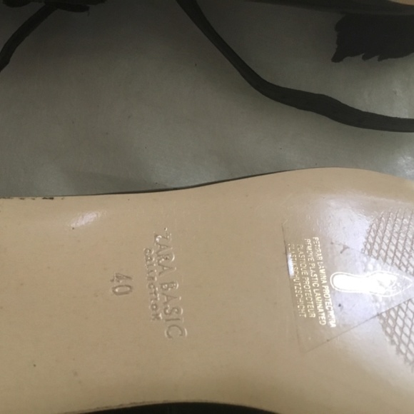 New Zara Basics Black  leather with  leather 🌸 pointy flats - Picture 6 of 7